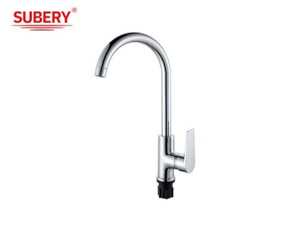 China Chrome Brass Cold And Hot OEM Kitchen Sink Mixer Taps Single Lever for sale