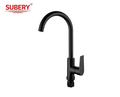 China Matt Black Brass Kitchen Sink Faucets Cold And Hot OEM Single Lever for sale