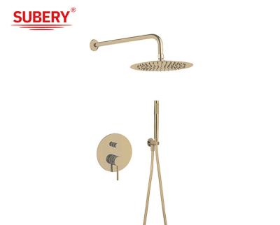 China Brushed Golden Classical Rain Shower With Handle Concealed In Wall for sale