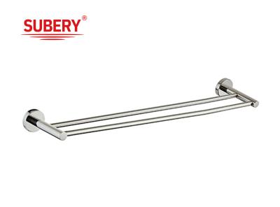 China Wall Mount Bathroom Accessory Set Chrome Finishing Towel Bar Modern Towel Rail Double Towel Rod for sale