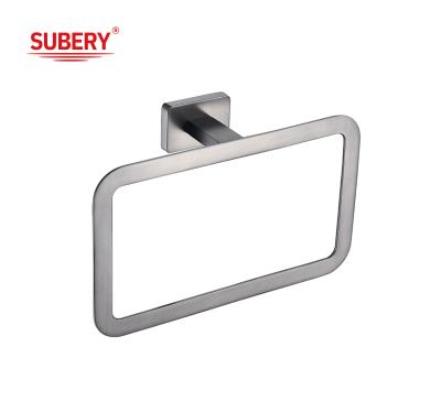 China Zinc Wall Mounted Bathroom Accessories rectangle towel ring holder rectangle design OEM ODM classical for sale