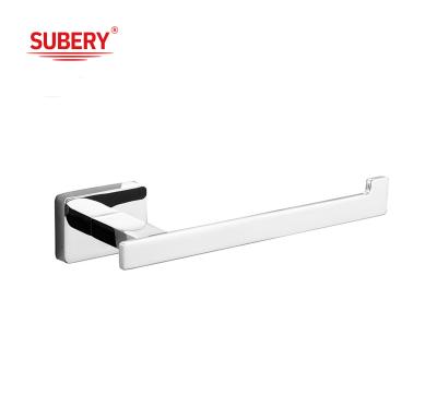 China Zinc Wall Mounted Bathroom Accessories single roll paper holder chrome rectangle design OEM ODM for sale