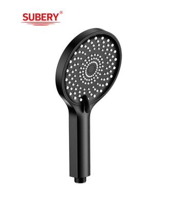 China ABS 3 function handshower hand shower for shower column black bathroom new liquid silicon nozzle round easy clean OEM for sale