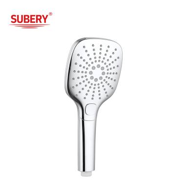 China Chrome Column Hand Shower Faucet ABS Plastic 3 Function Round Easy Cleaning OEM for sale