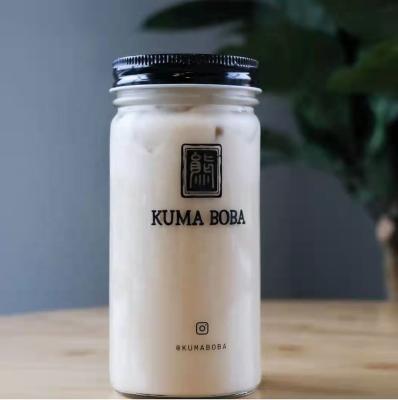 Κίνα 500ml 16oz Custom Logo Printing Glass Boba Mason Jar Fresh Juice Bubble Milk Tea Tumbler Glass Jar with Straw Lid προς πώληση