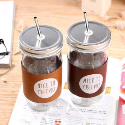 China Amazon Hot Sale 700ml Reusable Wide Mouth Glass Mason Jar Glass Tumbler Boba Bubble Tea Cup With Bamboo/Plastic Lid for sale