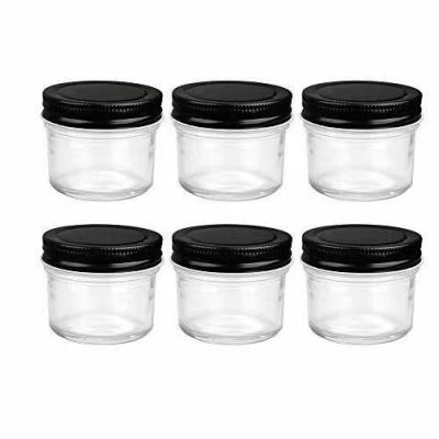 China Custom 4 OZ 120ML Clear Wide Mouth Mason Glass Canning Jar With Sliver Lids Te koop