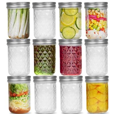 Cina Wholesale glass jelly jam jars 4 oz 8oz 10oz 12oz 16oz Regular Mouth Glass Mason Jars With Airtight lids For Drinking in vendita