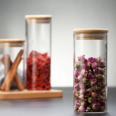 Cina Transparent Glass Jar Sealed Canister Food Storage Container for Loose Tea Coffee Bean Sugar Salt in vendita