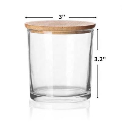 China Glass Candle Jars with Bamboo Lids for Making Candle 8 OZ Empty Clean Candle Containers Wholesale for sale