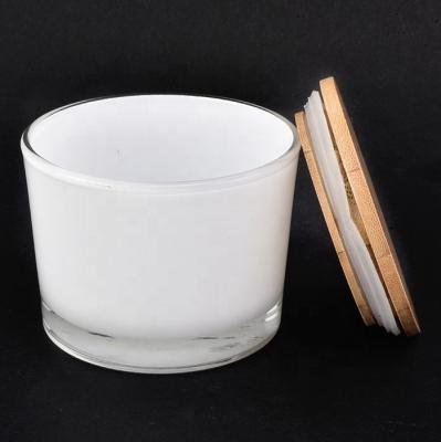 China hot sales white 4 oz candle glass jar with lid Recycled Glass Candle Jars For Soy Wax Paraffin Large Clear Cylinder Empty Candle Te koop