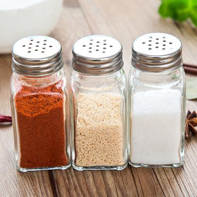 China Wholesale Salt and Pepper Containers Glass Spice Jars Set Glass Seasoning Jars With Stainless Steel Lid Labels for sale