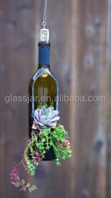 중국 Recycle cutting glass wine bottle planters 판매용