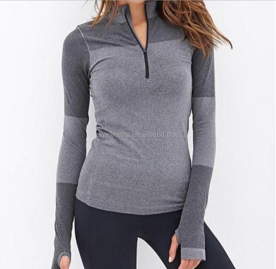 China Half Zip Womens Breathable Seamless Pullover Long Sleeve Working Jacket for sale