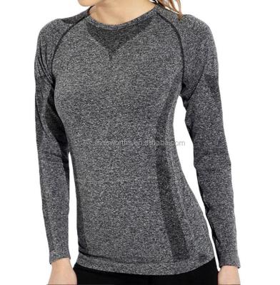 China Antibacterial Second Skin Seamless Sports Long Sleeve Top For Women for sale