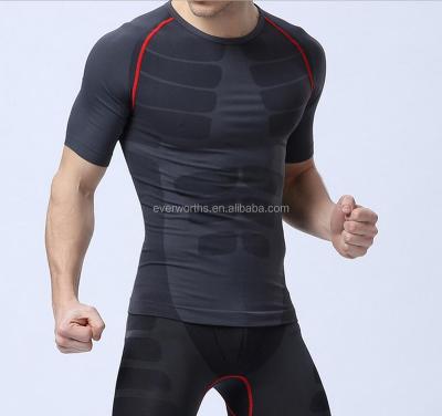 China Antibacterial Mens Seamless Short Sleeve Technical Underwear Set Shirts And Pants for sale