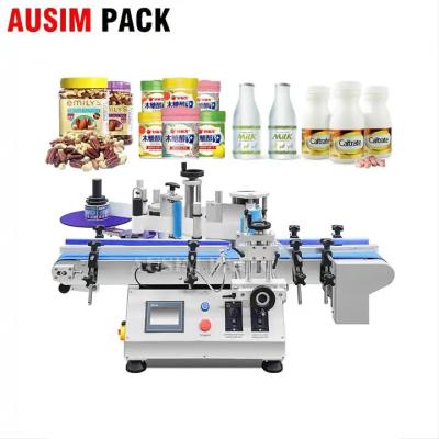 China Food Bottles Sticker Printing Label Machine Cosmetic Labeling Machine Semi Automatic Water Round Glass Plastic Round Food Packing for sale