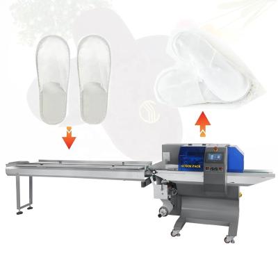 China Food Hot Sale Pillow Flow Packing Machine Horizontal Wrapping Machine Sealing Disposable Hotel Slippers Shoes Socks packaging machine for sale