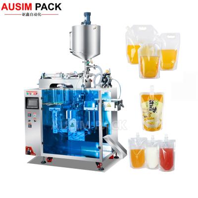 China Food Horizontal Automatic Multi-function Juice Jam Spout Pouch Filling Packing Machine Sealing Machines Plastic Bag Making Machine for sale