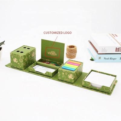 China Self Adhesive Promotional Gifts Sticky Notes Box Custom Combination Office Cube Multifunctional Notepad Set With Pen Holder for sale