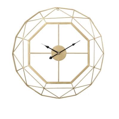 China Hot sale style metal quartz wall clock custom made luxury antique gold size unique design decorative clock for promotion for sale