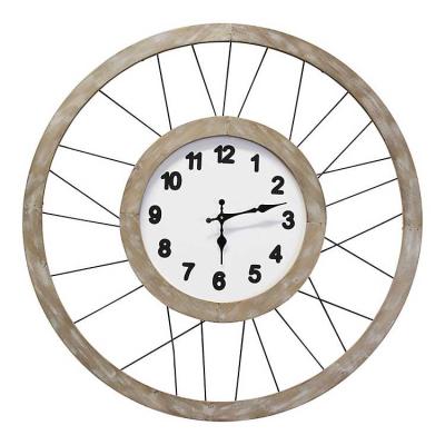 China Antique Style 24inch 60cm Round Wooden Wall Clock For Promotion Gift for sale