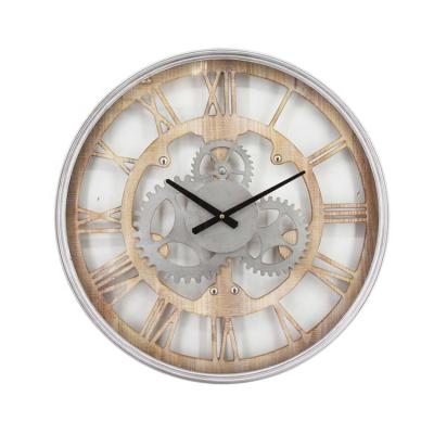 China Large Antique Silver Modern Decorative Industrial Oversized Gear Wall Clock Style Luxury High Quality High Quality With Glass Over for sale