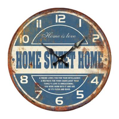 China Wholesale 13 Inch Round Vintage Cheap Antique MDF Style Wooden Wall Clock For Farmhouse for sale