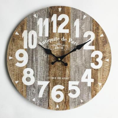 China Antique Style 13 Inch Rustic Antique MDF Farmhouse Wooden Wall Clock Home Decortive On Sale for sale