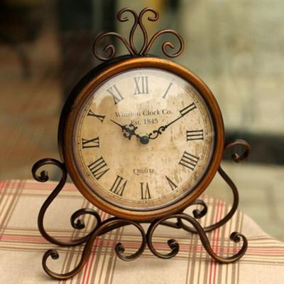 China Factory direct wholesale antique rustic desk table clock promotion style cheap price antique clock for sale for sale