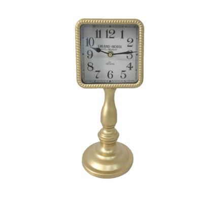 China Wholesale antique luxury cheap office promotional gifts real gold style metal alarm clock for sale