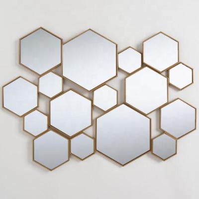 China Large Unique Industrial Gold Luxury High Quality Wall Decoration Dressing Hanging Wall Mirror For Living Room for sale