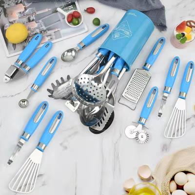 China Sustainable Freestanding Combination Stainless Steel Kitchen Utensil Set Cookware Baking Tools Kitchen Gadgets Set for sale