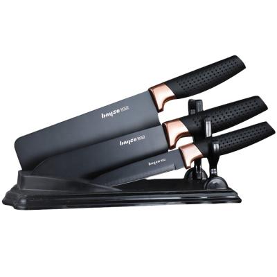 China 5 PCs Matte Black Plated Knife For Durable Kitchen Japan Stainless Steel Chef Knife Set With Peeler Soft Rubber Vegetable for sale