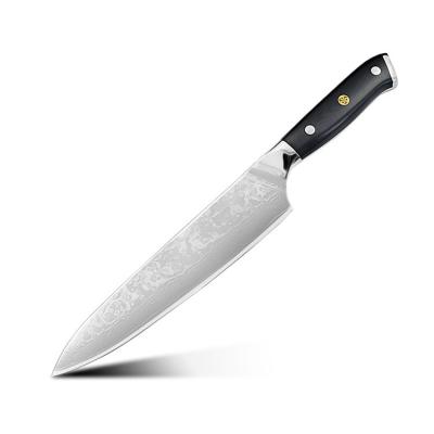 China 8 Viable Steel VG Unility Knife Beef Sashimi Knife 10 Inch Damascus Chef Knife Steel Handle Head for sale