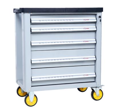 China Garage Shop Tools Stainless Steel Tool Cart 5 Drawers For Car Repair Tool Trolley With Tools for sale