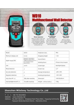 China Multifunctional Handheld Proof and Metal Wall Scanner Mileseey WD10 Water Dust WD10 Wiring Detector for sale