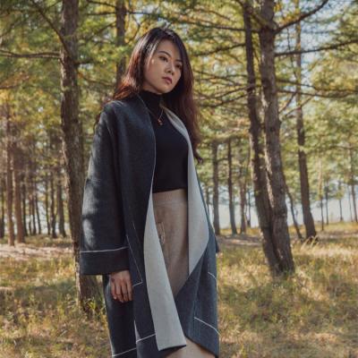 China China Supplier Wool Winter Woman Long Face Double Cashmere Coat for sale