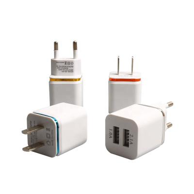 China Dual USB Mobile Phone Charger EU Plug 2.1A Wall Charger Mobile Phone Charging Mini Adapter Travel Charger For Cell Phones for sale