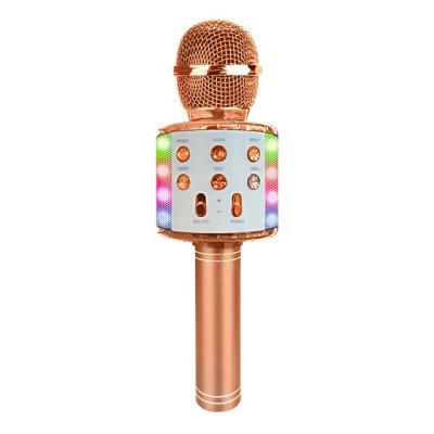 China Smart microphone handheld recording led colorful light weight karaoke ws858 microphone speaker kit for phones for sale