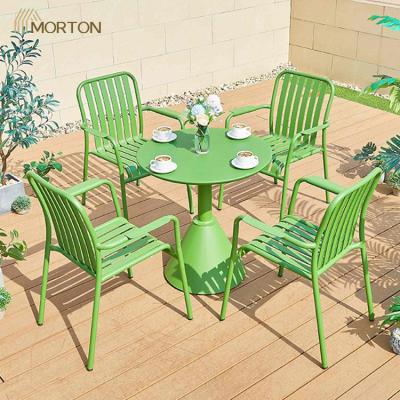 China Modern Outdoor Furniture Tea Time Cafe Patio Sets Garden Furniture Cast Aluminum Table And Chair for sale