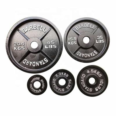 China New design durable placa de peso 45 pound cast iron disc weight plate for gym for sale