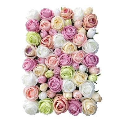 China Wedding 3D Rose Colorful Flower Panel Backdrop Handmade Artificial Silk Flower White Wall for Sale for sale