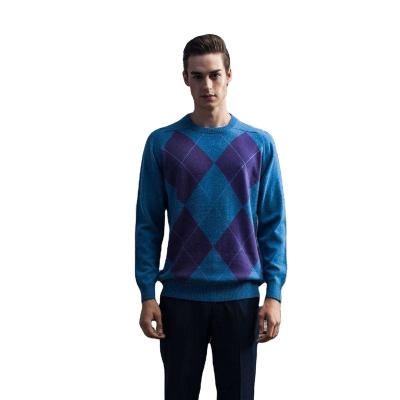 China Anti-pilling fashionable 100% cashmere jacquard sweater for men for sale