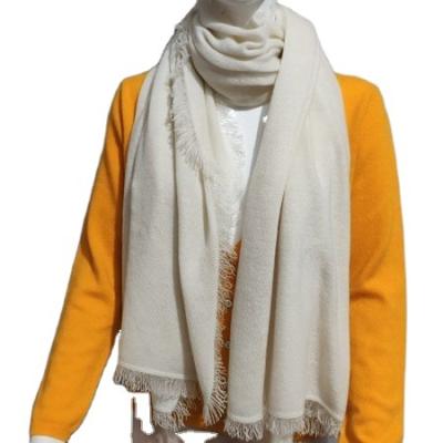 China 100% Cashmere Plain Color Long White Cashmere Scarf for sale