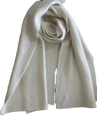 China Pure Cashmere Ladies Cashmere Knit White Scarf for sale