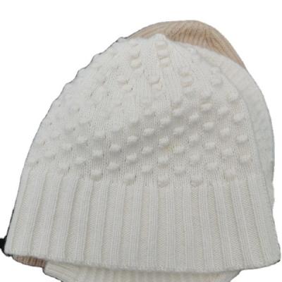 China Soft Touch Feeling Fashion Design 100% Cashmere White Hat With Pattern for sale