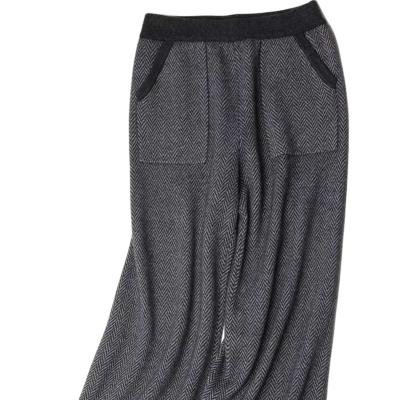 China Classic Women Cashmere Woolen Anti-pilling Knitted Pants With Stripes for sale