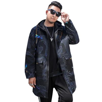 China Large and Tall Men's Plus Size Letter Size Plus Size Hooded Jacket Mid Length Thoughtful Thoughtful Casual Anorak Zipper Jacket for sale