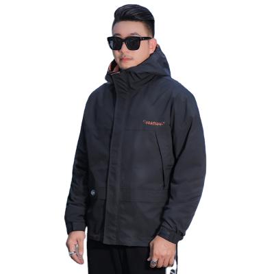 China Viable large size black hooded casual jacket simple men's jacket zipper atmosphere large and tall men's clothing for sale